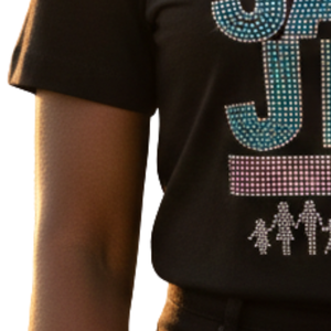T-shirt graphique pour femme avec strass, col rond, manches courtes, vêtement décontracté et tendance pour tous les jours - Product Image 5