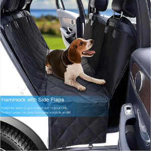 Housse de siège auto pour chien matelassée noire de qualité supérieure avec rabats latéraux, fenêtre en maille et poche de rangement, anti-UV, anti-rayures - Product Image 5