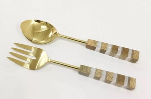 Stainless Steel <b>Salad</b> <b>Spoons</b> with Resin Handles Elegant and Durable Serving Utensils for <b>Salads</b>, Appetizers, Kitchen Tableware - Product Image 3