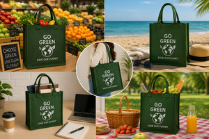 Bolsa Ecológica Reutilizable Mediana de Yute con Diseño de Tierra para Compras - Product Image 3