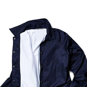 Blouson unisexe bleu marine avec fermeture boutonnée et col marin, vêtement d'extérieur en polyester résistant à l'eau pour adultes - Product Image 5