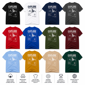 T-shirt à manches courtes pour homme Elementa, bleu marine, col rond, coupe classique, jersey de coton, décontracté, respirant, logo imprimé sur le devant - Product Image 3