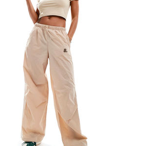 Women's High <b>Waist</b> Wide Leg Pants Solid Color <b>Elastic</b> <b>Waist</b> Loose Fit Casual Full Length Summer Breathable Polyester <b>Trousers</b> - Product Image 1