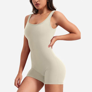 ชุดบอดี้สูทออกกำลังกายสำหรับผู้หญิง ชุดโยคะแบบไร้รอยต่อ เอวสูง ชุดกีฬา โพลีเอสเตอร์ สแปนเด็กซ์ ชุดซิป - Product Image 2