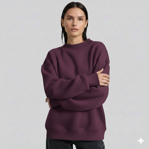 Sweat-shirt tricoté respirant à manches longues pour femme, col montant oversize, coupe décontractée, confortable, personnalisable, haute qualité, collection 2026 - Product Image 1