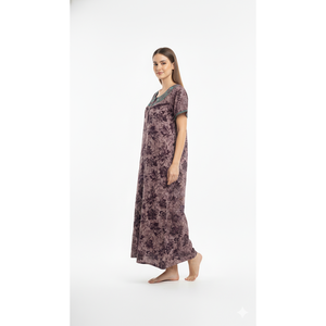 Camisón Largo Estampado Cómodo para Mujer Alpine, Mangas Cortas con Bolsillo Lateral Completo, Ropa de Dormir Suave - Product Image 2