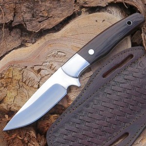 UA Supplies OEM Couteau de chasse EDC pliant sur mesure en acier inoxydable 12C27, lame pointue, manche en bois de wengé africain foncé - Product Image 1