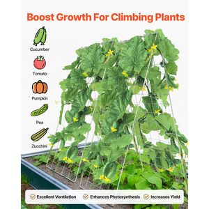 Set di tralicci da giardino pieghevoli in metallo alti 1,2 m per piante rampicanti, include clip per piante e traliccio rialzato per cetrioli 89 x 140 cm - Product Image 4