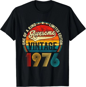 เสื้อยืดสีดำสำหรับผู้ชายรุ่นลิมิเต็ดอิดิชั่นปี 1976 พิมพ์ลายสกรีนแนวตั้งสีน้ำเงินด้านหน้า ทรงเข้ารูป สปอร์ต คอกลม แขนสั้น - Product Image 4