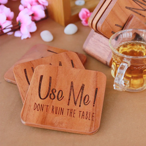 Hot Selling Custom Engraved Wooden Coaster Set <b>PC</b> Material Mat/Pad with Holder for Home <b>Table</b> Decorative Usage - Product Image 3