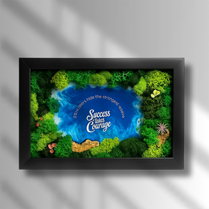 Forest Aqua <b>Frame</b>: 3D Preserved Moss & Resin Water Art Wall Decor | Zero Maintenance Nature Inspired Handcrafted Gift - Product Image 1