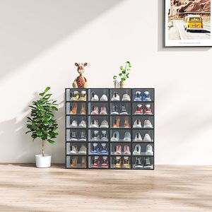 Set di 24 Scatole Porta Scarpe in Tessuto Nero, Organizzatore Piccolo con Design Pieghevole e Impilabile 33x23x14cm per Soggiorno - Product Image 4