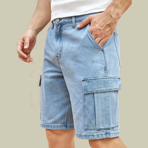 Pantalones cortos de mezclilla elásticos casuales para hombre, shorts de mezclilla azul claro, pantalones cortos de lona para hombre, estilo urbano, OEM a bajo precio - Product Image 4