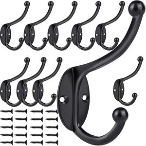 10pcs Wall <b>Hooks</b> & <b>Rails</b> Coat and Towel Hardware for Convenient Hanging Coats - Product Image 1
