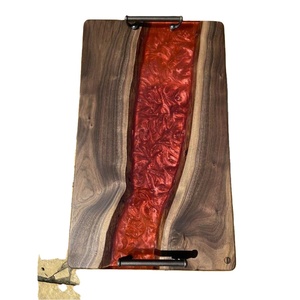 ถาดเสิร์ฟไม้อะคาเซียทำจากเรซินอีพ็อกซี่สีแดงเครื่องครัวในโรงแรมและร้านอาหารเครื่องครัวถาดวางบนโต๊ะกาแฟ - Product Image 1