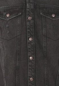 Veste en jean slim déchirée pour homme, noire, non doublée, délavée, ourlet effiloché, col rabattu, manches classiques, décontractée, printemps, style vintage, fermeture avant - Product Image 4
