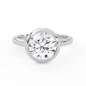Anillo de Diamante Cultivado en Laboratorio de Corte Redondo de 2.09 CT en Oro de 14K y 18K, Anillo de Compromiso Minimalista con Solitario, Anillo de Boda Moderno con Engaste de Bisel, Joyería - Product Image 1