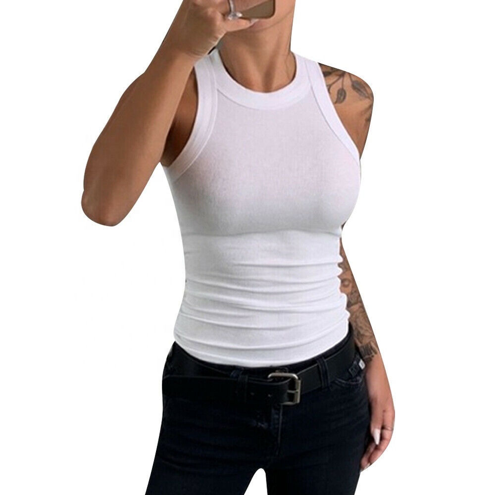 Women's Quick-Drying Breathable 100% Cotton Jersey Eco-Friendly Crew Neck Tank Tops Yoga Sport Fitness Training Running Casual
