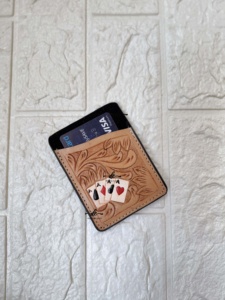 ที่ใส่บัตรเครดิตหนังเทียมสไตล์ตะวันตกสีน้ำตาลสำหรับทุกเพศ - Product Image 4