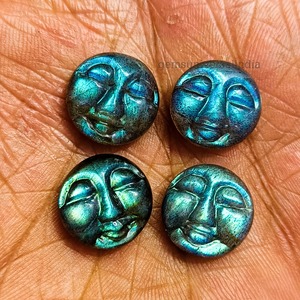 Labradorita Natural con Destello Azul, Tallado de Cara de Luna Llena, 15mm, Gema Lisa, Venta al por Mayor, Cristal Curativo para Fabricación de Joyas - Product Image 6
