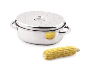 Premium Stainless Steel Oval Roasting <b>Pan</b> with Dotted Self-Basting <b>Lid</b> Oval Dotted Roaster - Product Image 2