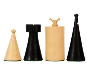 Pions d'échecs Art Déco de luxe, lourds, 3,8 cm, en bois d'ébène et de buis, au meilleur prix - Product Image 5