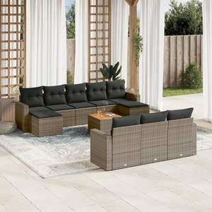 Conjunto de Sofás de Jardín Grises, Muebles de Exterior con Capacidad para Más de 10 Personas, Resistentes a la Intemperie, de Ratán, Diseño Contemporáneo - Product Image 3
