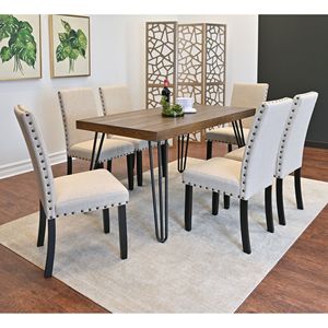 Set da Pranzo Amisos 7 Pezzi, Tavolo Elegante con 6 Sedie, Disponibile in 3 Opzioni di Colore - Product Image 1