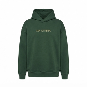 เสื้อฮู้ดผู้หญิงสีเขียวเข้ม ผ้าฟลีซ ทรงโอเวอร์ไซส์ สไตล์ลำลอง มีฮู้ด รับสกรีนโลโก้ สตรีทแวร์ - Product Image 4