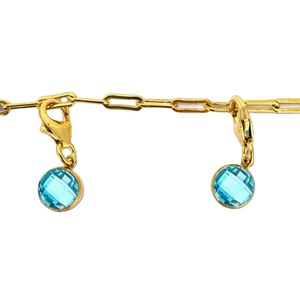 Amuleto de Topacio Azul Redondo de 6mm con Engaste de Bisel |   Colgante de Cierre de Langosta Chapado en Oro Cristiano para Joyería DIY - Product Image 1