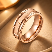 Premium 18K Roségold Plattierter Wolframring Gebürstete Oberfläche Komfortabler Sitz Herren Ehering