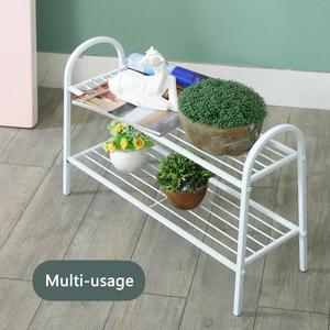 Elegant White Two Tier <b>Shoe</b> Rack Multi Purpose <b>Storage</b> Shelf Space Saving Organizer Durable Stable Design Modern Home Accent - Product Image 5