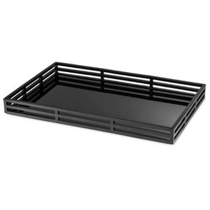 Bandeja decorativa larga de acero inoxidable de alta calidad, hecha a mano, con asa dorada, para servir y decorar. - Product Image 3