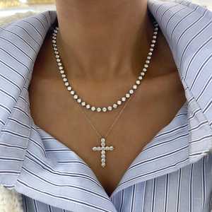 Collier tennis classique IGI en diamants de laboratoire ronds, 16 pouces, serti à griffes, fermoir de sécurité, or massif 10K 14K 18K, bijoux fins - Product Image 6