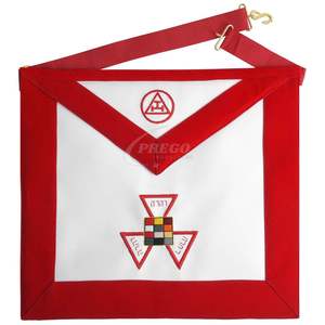 Tablier maçonnique de Haut Prêtre du Chapitre Royal Arch - Rouge avec insigne Triple Tau - Tablier des Francs-Maçons - Product Image 1