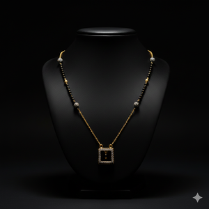 Mangalsutra de Oro Amarillo Sólido de 22K con el Sello BIS y Dijes de Diamantes para Mujer - Product Image 1