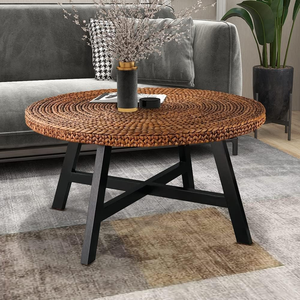 Water Hyacinth Round <b>Coffee</b> <b>Table</b> Wood <b>Leg</b> Minimalist <b>Coffee</b> <b>Table</b> <b>for</b> Indoor Outdoor Use from Vietnam - Product Image 3