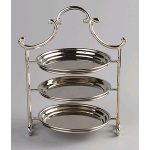 Soporte para pasteles de acero inoxidable de tres niveles, bandeja redonda reutilizable con asa decorativa para exhibir pasteles, decoración elegante para el hogar - Product Image 5