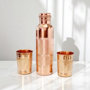 <b>Copper</b> Water Bottle <b>Screw</b>-On Lid Reusable Metal Minimalist Design for Travel Hiking Camping Adults - Product Image 4