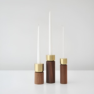 Wooden and Metal Candle Holder Handmade Designer Holder Gild Wooden Pillar Candle Holders for Home Decor Candle Stand - Product Image 1