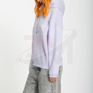 Sudadera con Capucha para Mujer, Color Morado Claro, Colección de Invierno, 100% Algodón Felpa, Corte Regular, Color Sólido, Estilo Casual para Otoño - Product Image 2