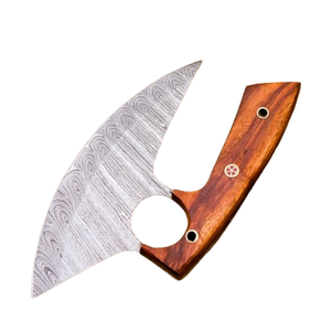 Couteau à pizza en acier Damas fait main, couteau Ulu, hachoir à manche en bois de qualité supérieure, couteau de cuisine - Product Image 5