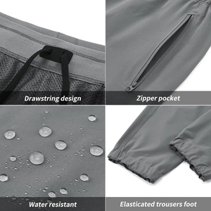 Durable Stretch Fabric Quick Dry Sweat Absorption Training Wear Jogger Pants Mid Waist Daily Wear Zip Pocket <b>Trouser</b> Gym Clothes - Product Image 4
