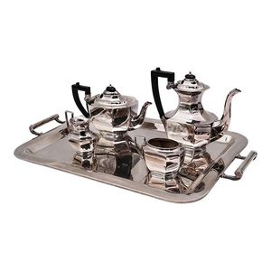 Beverage accessories artisan hospitality collection modern <b>silver</b> coffee <b>set</b> decorative tabletop centrepiece luxury gourmet - Product Image 3