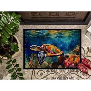 Paillasson tortue de mer caouanne tapis d'entrée intérieur/extérieur lavable et antidérapant 24H X 36W pour porte d'entrée - Product Image 3