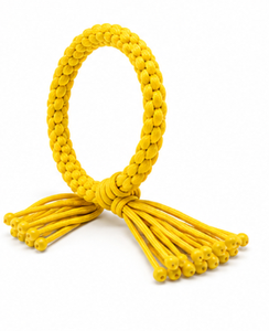 Brazalete de Boxeo Tailandés Trenzado Pra Jiad Amarillo Hecho a Mano, Transpirable, Elástico, 100% Algodón, para Entrenamiento y Competencia - Product Image 4