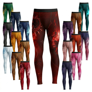 Unique Design Full Length Skinny Fitted High Waist Stretchy Compression Leggings For Men's Yoga Apparel Fitness Workout Pants - Product Image 1
