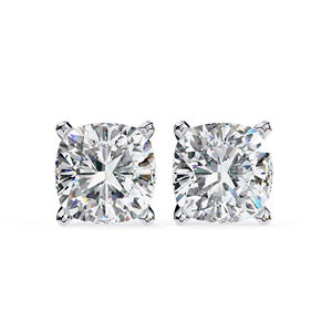 Boucles d'oreilles clous en moissanite coussin de 6 mm, or massif 14 carats, légères et étincelantes, bijoux raffinés pour femmes - Product Image 1