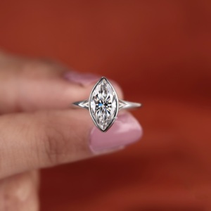 14K Gold Marquise Diamond <b>Ring</b> Bezel Set Solitaire Engagement <b>Ring</b> Minimal Bridal Jewelry Wholesale Custom Manufacturer Supplier - Product Image 4