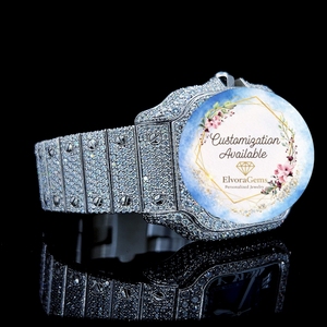 ElvoraGems Women's <b>Round</b> Stainless Steel Smart Watch With Gems Customization Available - Product Image 2